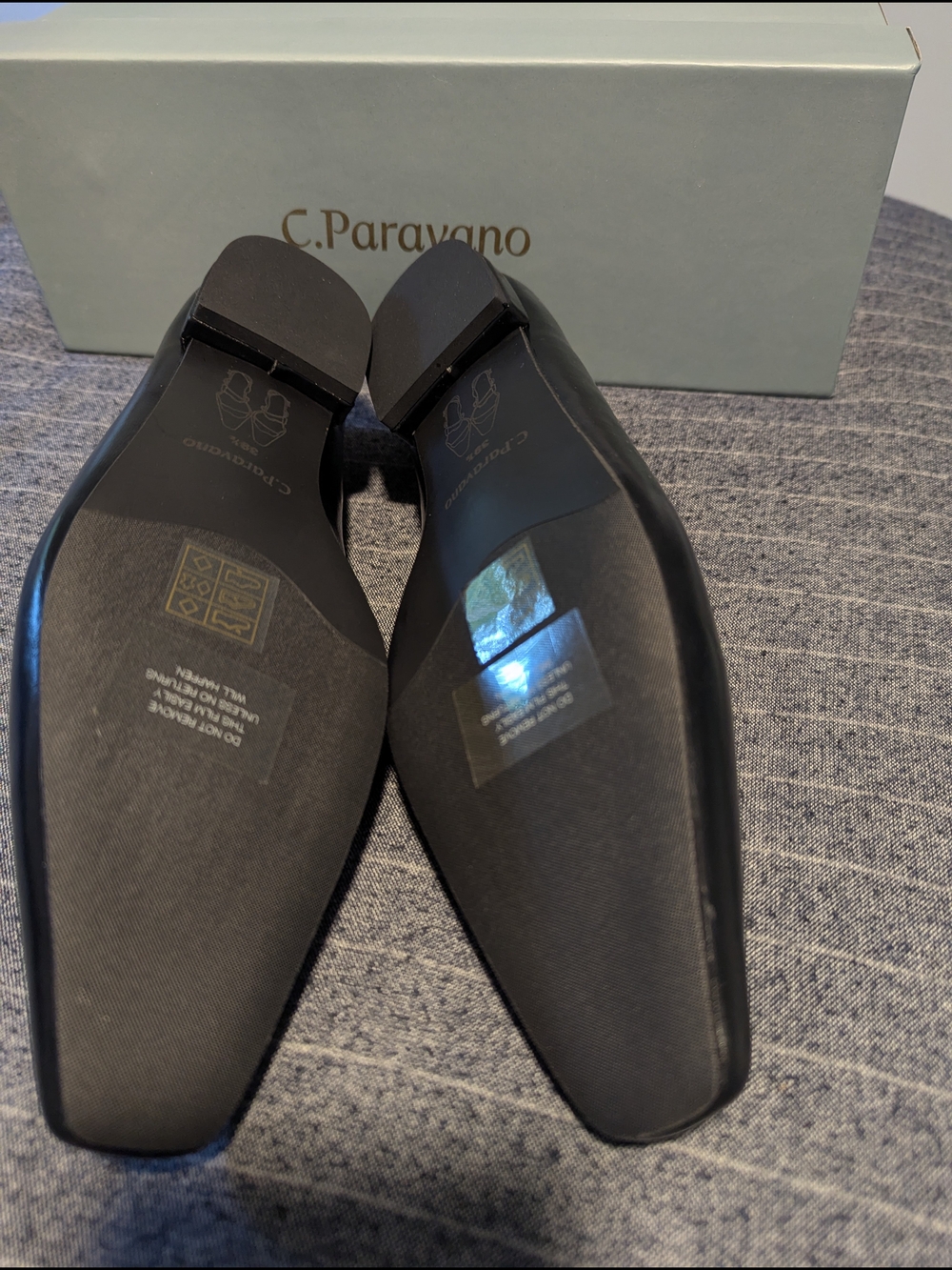 C. Paravano Black Leather Women's Penny Loafers - Picture 4 of 5